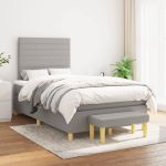Pat continental cu saltea, gri deschis, 120x200 cm, textil GartenMobel Dekor