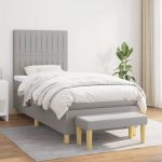 Pat continental cu saltea, gri deschis, 80x200 cm, textil GartenMobel Dekor