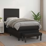 Pat box spring cu saltea, negru, 100x200 cm, piele ecologică GartenMobel Dekor