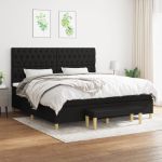 Pat box spring cu saltea, negru, 200x200 cm, textil GartenMobel Dekor