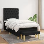 Pat box spring cu saltea, negru, 80x200 cm, textil GartenMobel Dekor