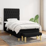 Pat box spring cu saltea, negru, 90x200 cm, textil GartenMobel Dekor