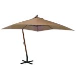 Umbrelă suspendată cu stâlp gri taupe 3x3 m lemn masiv de brad GartenMobel Dekor