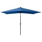 Umbrelă de soare cu stâlp din oțel & LED-uri, albastru, 2x3 m GartenMobel Dekor