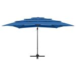 Umbrelă de soare 4 niveluri, stâlp aluminiu, azuriu, 250x250 cm GartenMobel Dekor