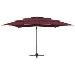 Umbrelă soare 4 niveluri stâlp aluminiu roșu bordo 250x250 cm GartenMobel Dekor