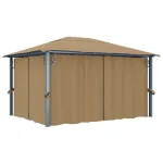 Pavilion cu perdele, gri taupe, 400 x 300 cm, aluminiu GartenMobel Dekor