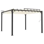 Pavilion cu acoperiș jaluzea, crem, 3x3 m, țesătură si aluminiu GartenMobel Dekor