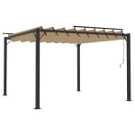 Pavilion cu acoperiș jaluzea gri taupe 3x3 m țesătură si aluminiu GartenMobel Dekor