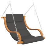 Scaun balansoar cu pernă, lemn masiv curbat cu finisaj de tec GartenMobel Dekor