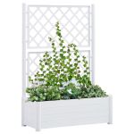 Jardinieră de grădină cu spalier, alb, 100 x 43 x 142, PP GartenMobel Dekor