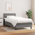 Pat box spring cu saltea, gri închis, 80x200 cm, textil GartenMobel Dekor