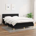 Pat box spring cu saltea, negru, 140x190 cm, textil GartenMobel Dekor