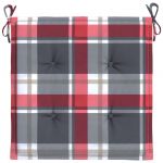 Perne de scaun carouri roșii, 4 buc., 50x50x3 cm, textil Oxford GartenMobel Dekor