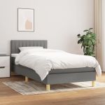 Pat box spring cu saltea, gri închis, 90x190 cm, textil GartenMobel Dekor