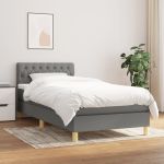 Pat box spring cu saltea, gri închis, 80x200 cm, textil GartenMobel Dekor