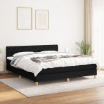 Pat box spring cu saltea, negru, 160x200 cm, textil GartenMobel Dekor