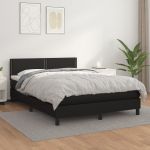 Pat box spring cu saltea, negru, 140x190 cm, piele ecologică GartenMobel Dekor