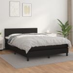 Pat box spring cu saltea, negru, 140x200 cm, piele ecologică GartenMobel Dekor