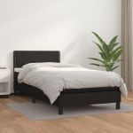 Pat box spring cu saltea, negru, 80x200 cm, piele ecologică GartenMobel Dekor