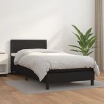 Pat box spring cu saltea, negru, 90x200 cm, piele ecologică GartenMobel Dekor