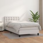 Pat box spring cu saltea, alb, 100x200 cm, piele ecologică GartenMobel Dekor