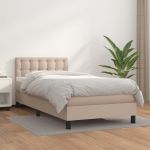 Pat box spring cu saltea, cappuccino, 80x200 cm piele ecologică GartenMobel Dekor