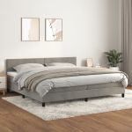 Pat box spring cu saltea, gri deschis, 200x200 cm, catifea GartenMobel Dekor