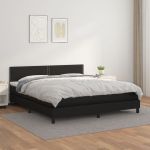 Pat box spring cu saltea, negru, 180x200 cm, piele ecologică GartenMobel Dekor