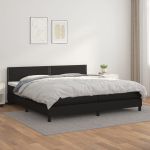 Pat box spring cu saltea, negru, 200x200 cm, piele ecologică GartenMobel Dekor