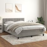 Pat box spring cu saltea, gri deschis, 140x200 cm, catifea GartenMobel Dekor