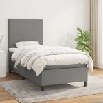 Pat box spring cu saltea, gri închis, 100x200 cm, textil GartenMobel Dekor