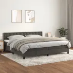 Pat box spring cu saltea, gri închis, 200x200 cm, catifea GartenMobel Dekor