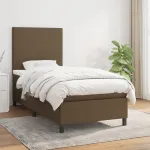Pat box spring cu saltea, maro închis, 90x190 cm, textil GartenMobel Dekor