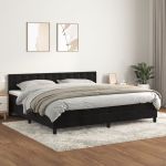 Pat box spring cu saltea, negru, 200x200 cm, catifea GartenMobel Dekor