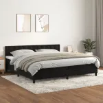 Pat box spring cu saltea, negru, 200x200 cm, catifea GartenMobel Dekor