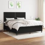 Pat box spring cu saltea, negru, 180x200 cm, catifea GartenMobel Dekor