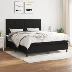 Pat box spring cu saltea, negru, 180x200 cm, catifea GartenMobel Dekor