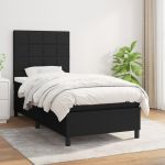 Pat box spring cu saltea, negru, 90x200 cm, textil GartenMobel Dekor