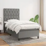 Pat box spring cu saltea, gri închis, 80x200 cm, textil GartenMobel Dekor