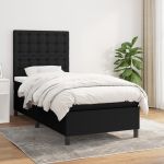 Pat box spring cu saltea, negru, 100x200 cm, textil GartenMobel Dekor