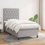 Pat continental cu saltea, gri deschis, 80x200 cm, textil GartenMobel Dekor