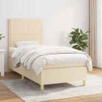 Pat box spring cu saltea, crem, 90x200 cm, textil GartenMobel Dekor