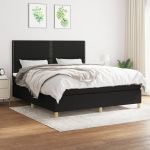 Pat box spring cu saltea, negru, 180x200 cm, catifea GartenMobel Dekor
