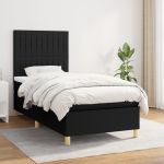 Pat box spring cu saltea, negru, 100x200 cm, textil GartenMobel Dekor