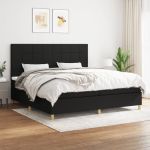 Pat box spring cu saltea, negru, 200x200 cm, textil GartenMobel Dekor