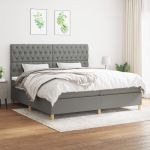 Pat box spring cu saltea, gri închis, 200x200 cm, textil GartenMobel Dekor