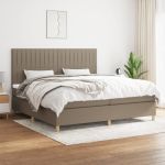 Pat box spring cu saltea, gri taupe, 200x200 cm, textil GartenMobel Dekor