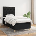 Pat box spring cu saltea, negru, 100x200 cm, textil GartenMobel Dekor