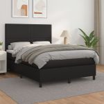 Pat box spring cu saltea, negru, 140x190 cm, piele ecologică GartenMobel Dekor